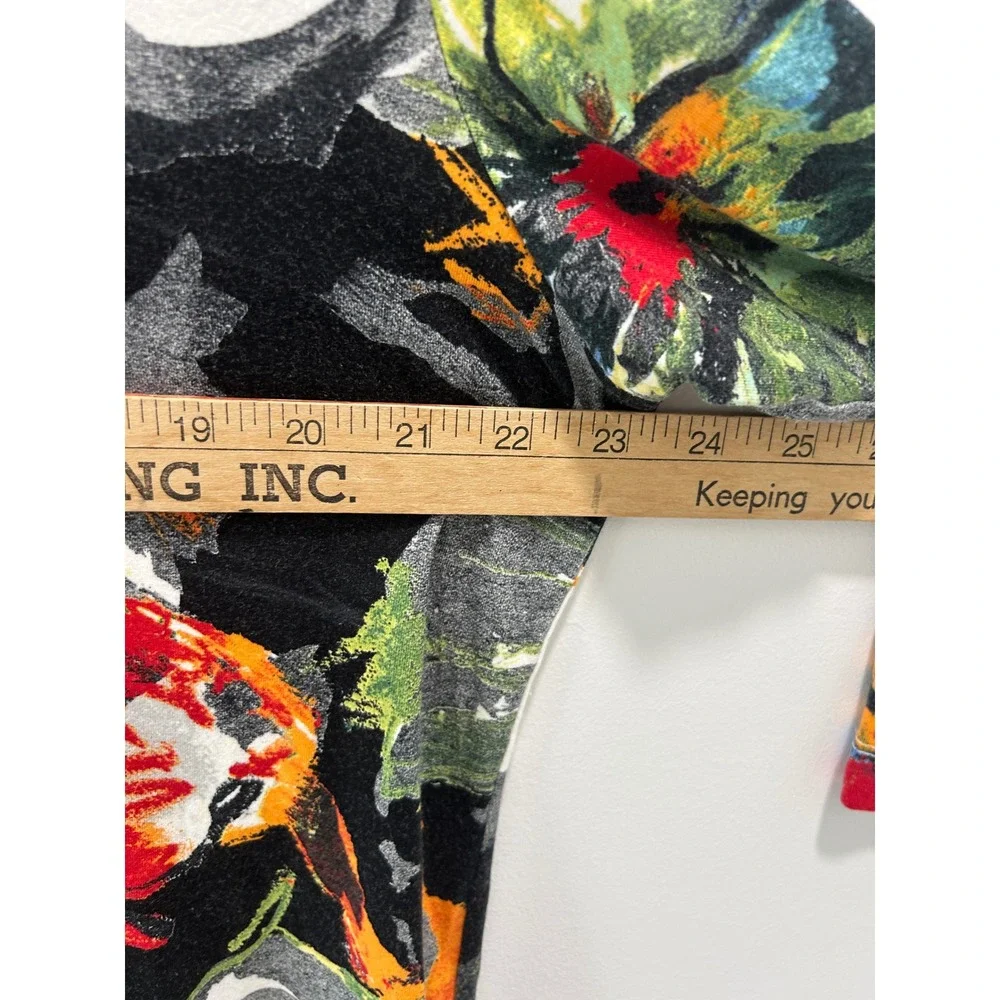 Chicos Floral V-Neck Top Multi-Color 3/4 Sleeve Knit Shirt Size 3 XL - Picture 4 of 8